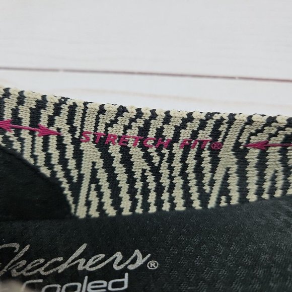 Skechers Cleo Knitty Kitty Size 8‎ Black Beige Memory Foam Stretch Flats Shoes - Picture 7 of 9